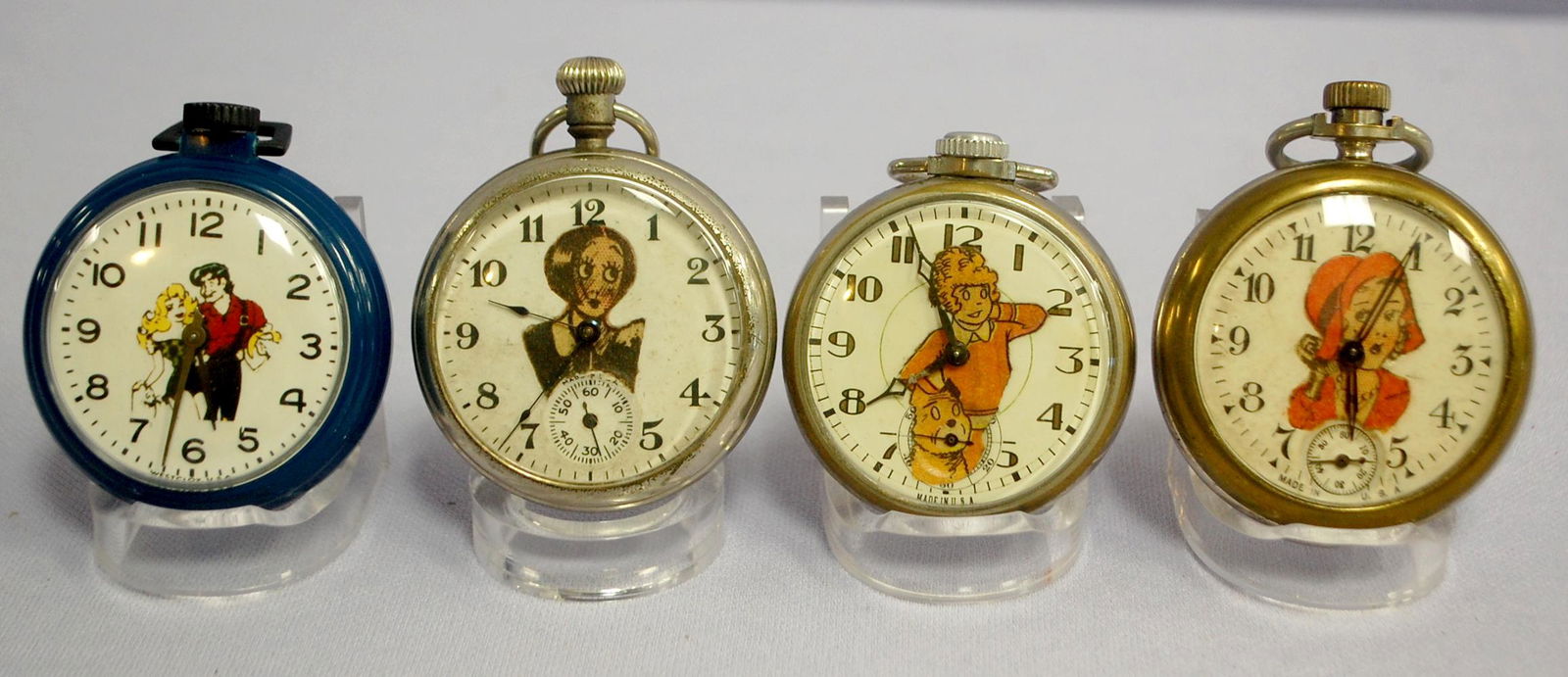 4 Pocket Watches with Cartoon Character Dials. (1 of 5)