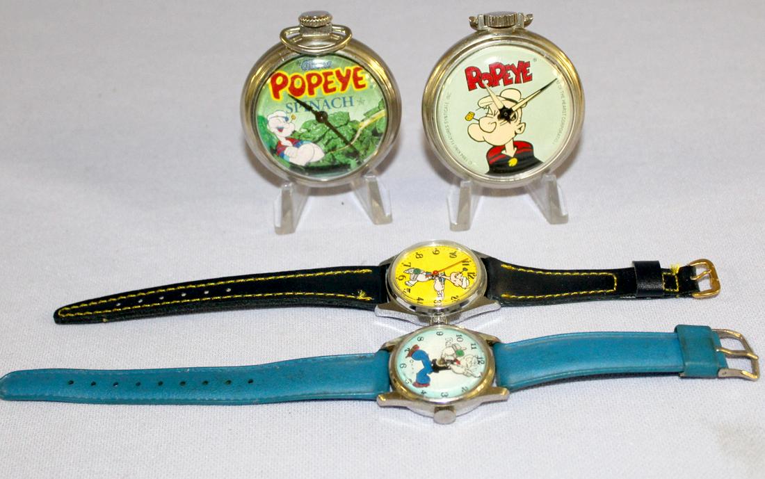 2 Popeye Pocket Watches and 2 Wrist Watches (1 of 3)