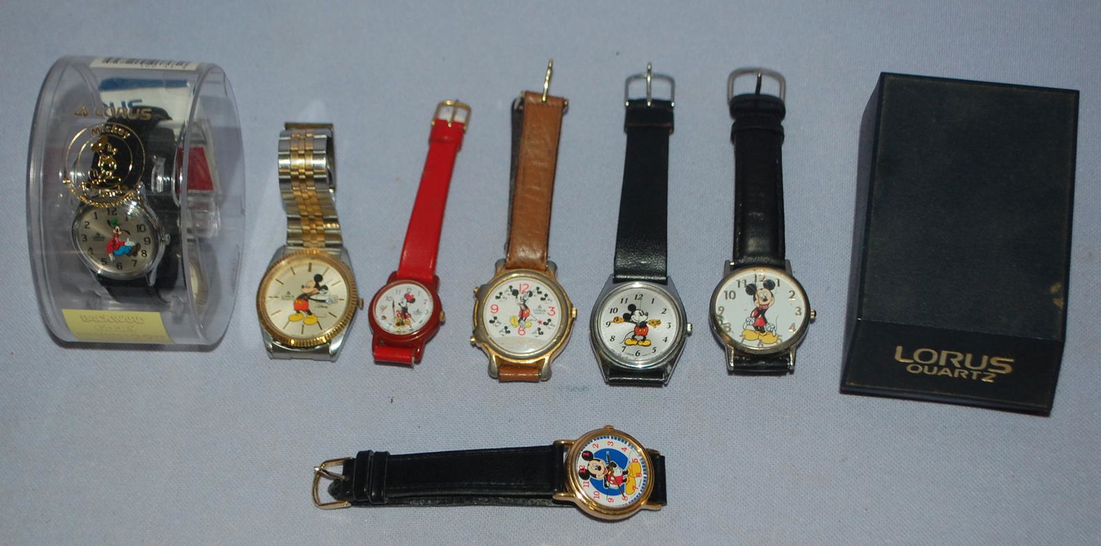 7 Mickey Mouse Wrist Watches: 7 Mickey Mouse Wrist Watches. Looks later make. **All watches are sold as is- where is and are untested unless otherwise noted. Please see pictures to determine condition. All sales are final.