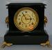 Antique Gilbert Black Enamel Mantle Clock