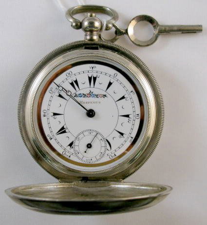 Hesperus 15J 16S Hunting Case Pocket Watch: Hesperus 15J 16S Hunting Case Pocket Watch, 800 Silver. Not serialized. The dial, case and movement are marked Hesperus. The case is numbered 36923. (The hunting case has some dents on both sides. The