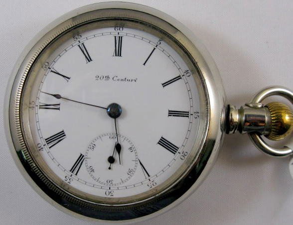 Seth Thomas 15J 18S Pocket Watch: Seth Thomas 15J 18S Pocket Watch. Made for and marked by Montgomery Ward-20th Century. Serial No.757129. In a white, Keystone Silveroid case numbered 5566881. (The case has a pocket caused buffed look