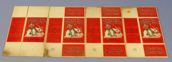 4 Uncle Tom Cereal Boxes, Marshalltown, IA: 4 Uncle Tom Health Food Cereal Boxes: Marshalltown, Iowa. Flat by Des Moines Box Co. Uncle Tom litho (Edges mildewed.) 11" All items sell As Is, Where Is, no guarantees of any kind. We accept Masterca