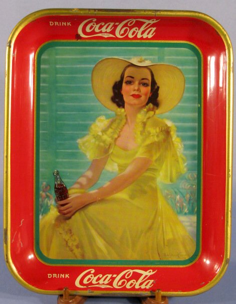 1938 Coca Cola Advertising Tray: 1938 Coca Cola Tray (Paint loss and touched up.) All items sell As Is, Where Is, no guarantees of any kind. We accept Mastercard & Visa, no paypal, no personal checks, no money orders, no wire transfe