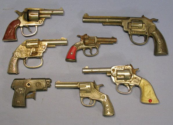 Kilgore, Hero, Oh Boy & Other Cap Guns: Boy's Metal Cap Guns: Kilgore Six Shooter; Hero; Oh Boy; Warrior; Buffalo Bill; Kilgore Invincible; no name. (All as is.) All items sell As Is, Where Is, no guarantees of any kind. We accept Mastercar