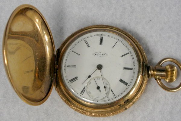 Elgin 10S Gold Plate Hunting Case Pocket Watch