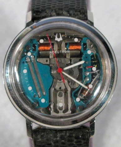 Bulova Accutron 214 Spaceview Wrist Watch: Bulova Accutron 214 Spaceview Wrist Watch: no.E47754, circa 1968. Initials T.K. on back of stainless steel case. These are estate watches that have been stored for up to 30 years; we found them in dra