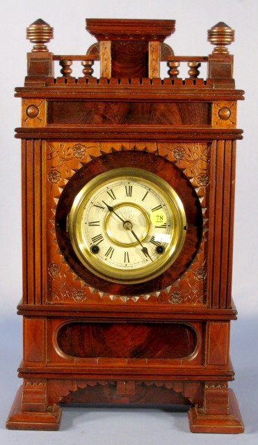 Ornate Walnut Waterbury Parlor Clock