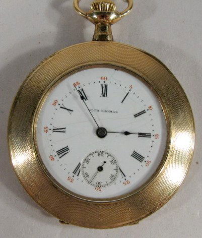 Seth Thomas 15J 6x12 Size OF Pocket Watch: Seth Thomas 15J 6x12 Size OF Pocket Watch: serial #3053260, Philadelphia 10yr case. (Dial hairlines.) 1 15/16" wide and running at this time. All items sell As Is, Where Is, no guarantees of any kind.