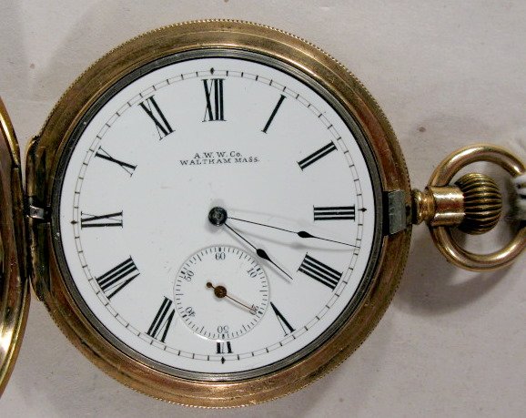 Waltham 15J 14S Royal Model 97 Pocket Watch: Waltham 15J 14S Royal Model 97 Pocket Watch: serial #8373290, 20yr gold plated hunting case. (No crystal, hinge is loose.) 2" wide and running at this time. All items sell As Is, Where Is, no guarante