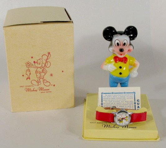 Ingersoll Mickey Mouse Wrist Watch w/Box: Ingersoll Mickey Mouse Wrist Watch w/Original Box: on Timex figural watch display, with paper work. Running at this time. All items sell As Is, Where Is, no guarantees of any kind. We accept Mastercar
