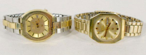 2 Bulova Accutron R.G.P. Wrist Watches: 2 Bulova Accutron R.G.P. Wrist Watches: 1.) Day and date with R.G.P. back. 2.) Day with R.G.P. back. All items sell As Is, Where Is, no guarantees of any kind. We accept Mastercard & Visa, no paypal,