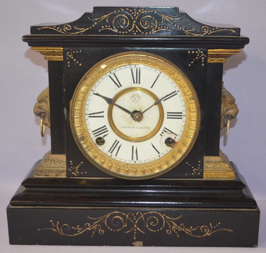 Ansonia Enameled Iron Statue Mantel Clock (1 of 4)