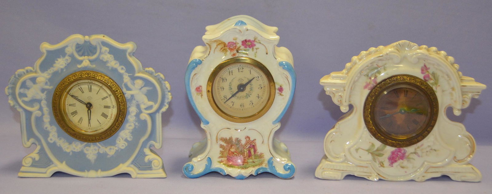 Lot of 3 Small Porcelain Ansonia Mantel Clock (1 of 7)