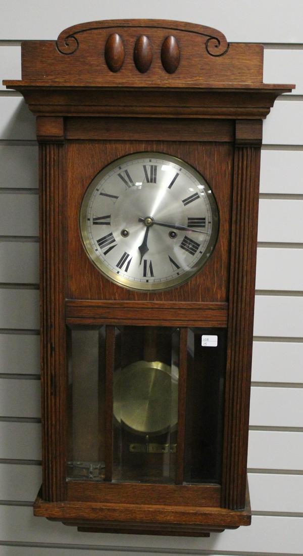 Antique HAC German Oak Box Wall Clock (1 of 2)