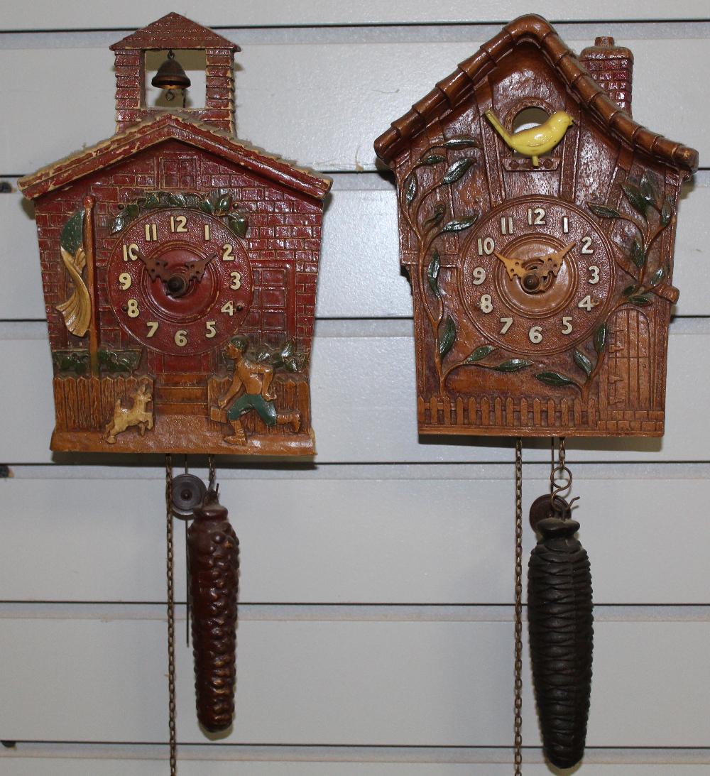 Lot of 2 Vintage Pendulette Wall Clocks (1 of 3)