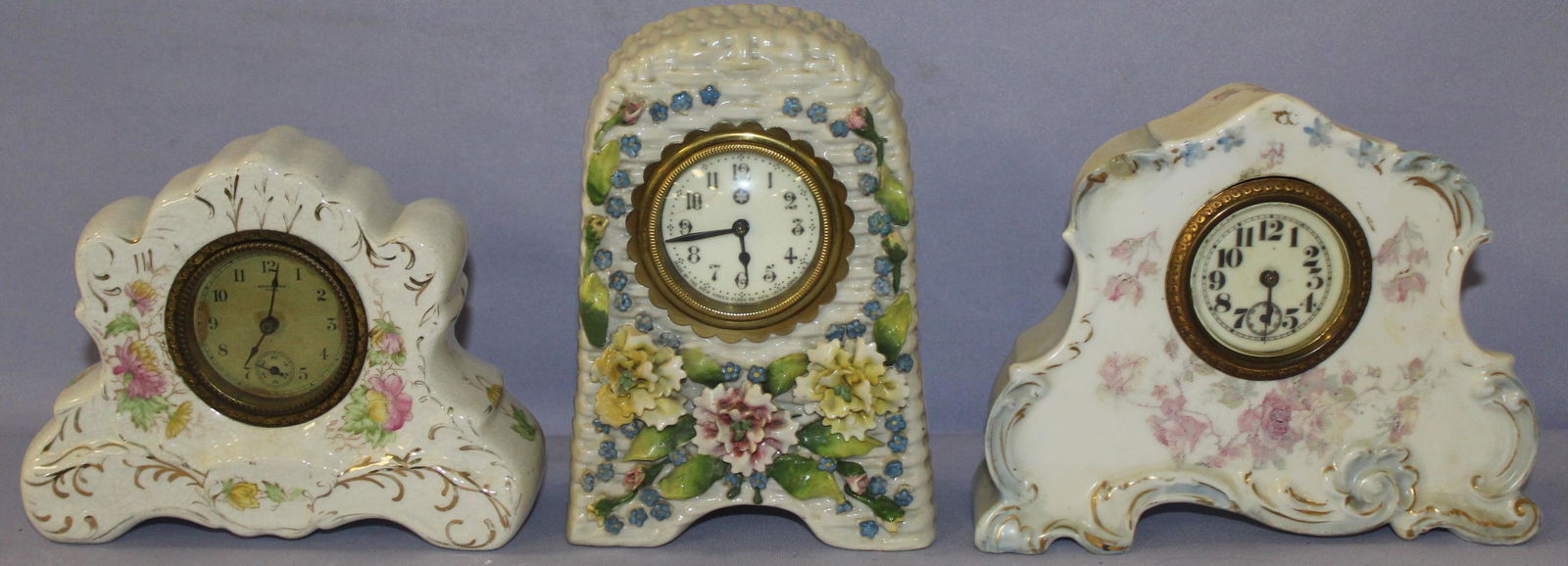 Lot of 3 New Haven Porcelain Mantle Clock (1 of 7)