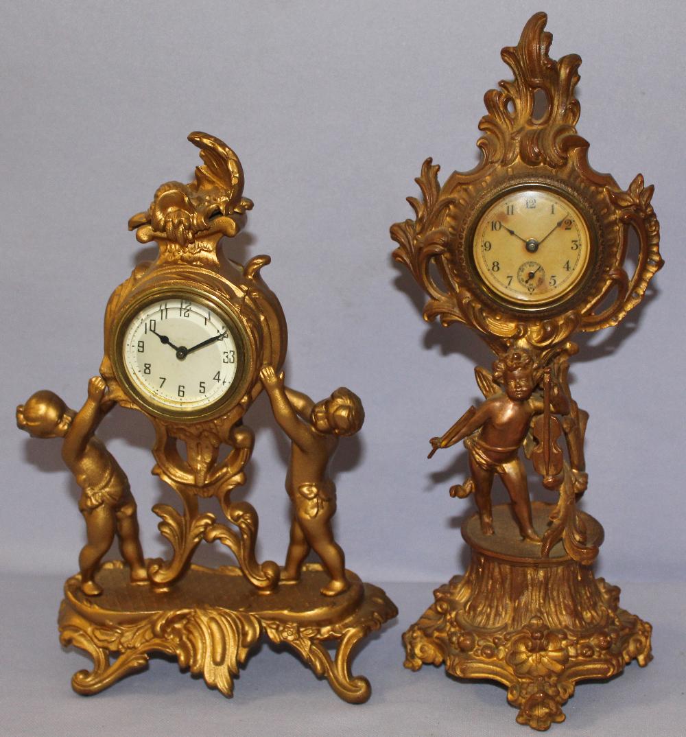 Lot of 2 Figure Novelty Metal Mantle Clock (1 of 5)