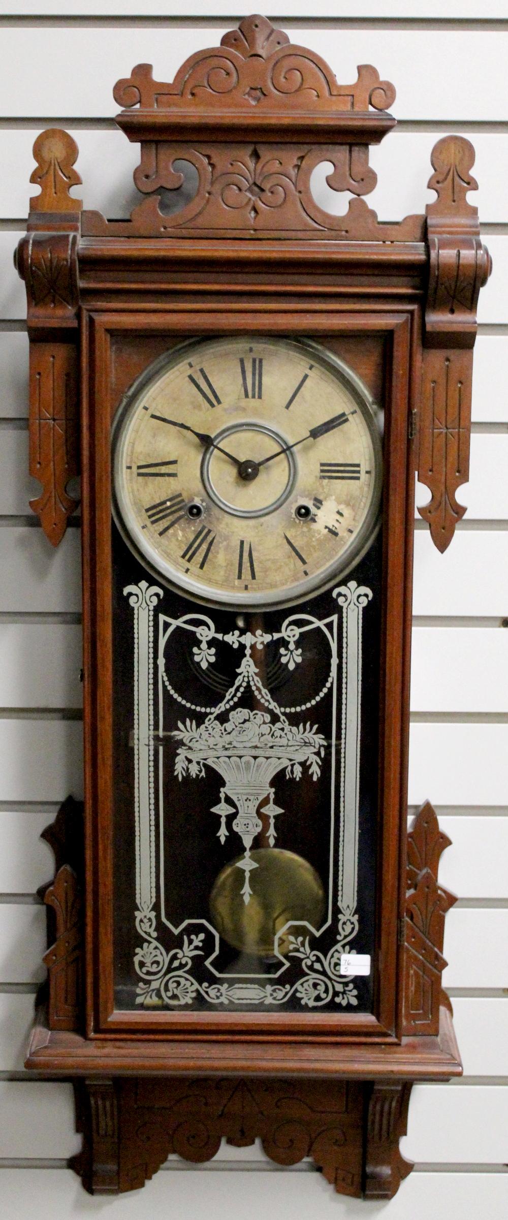 Gilbert "Thespian" Carved Walnut Wall Clock (1 of 3)