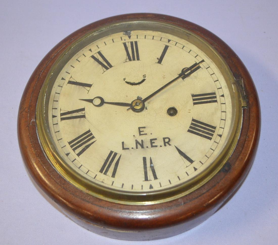 Antique Railway Station Mahogany Wall Clock (1 of 4)