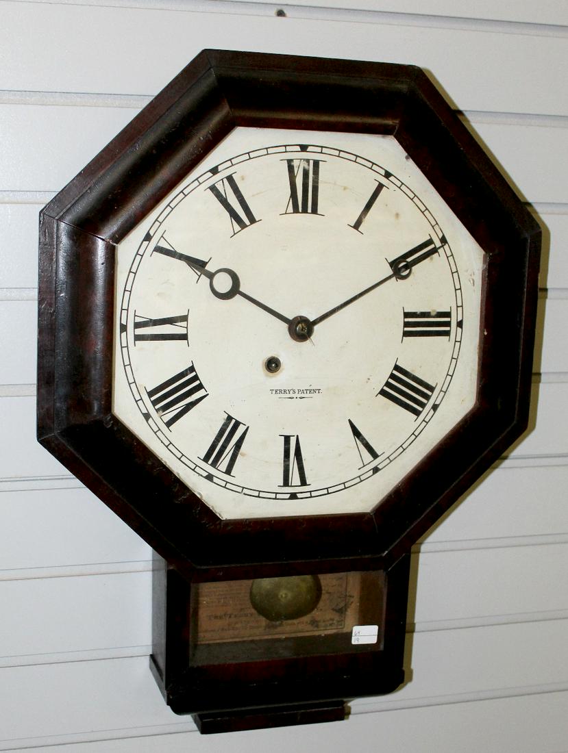 Terry Clock Co, Octagon Drop Walnut Wall Clock (1 of 3)
