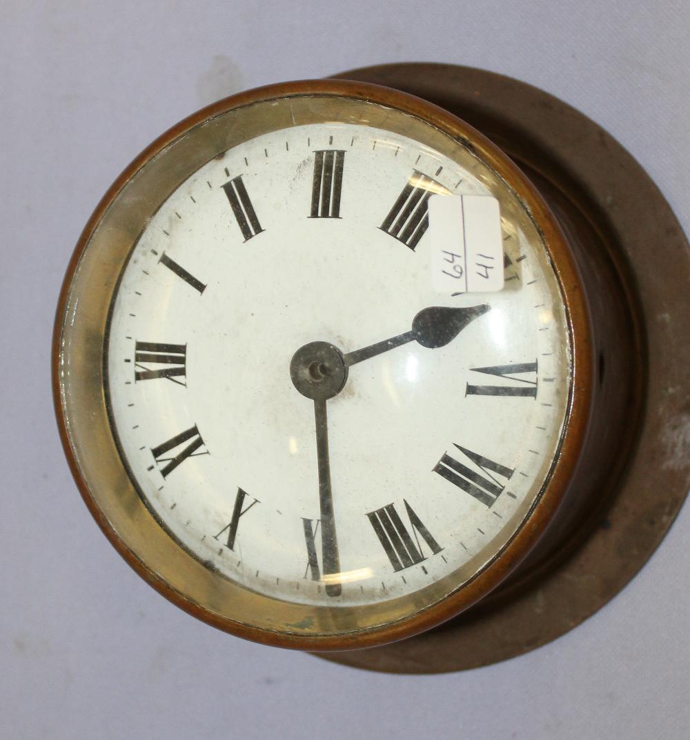 Antique Brass Ships Bell Convex Glass Clock (1 of 4)
