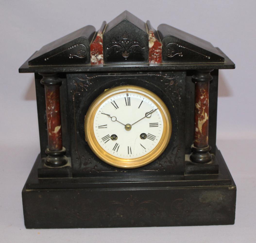 Antique French Slate & Marble Mantle Clock (1 of 5)