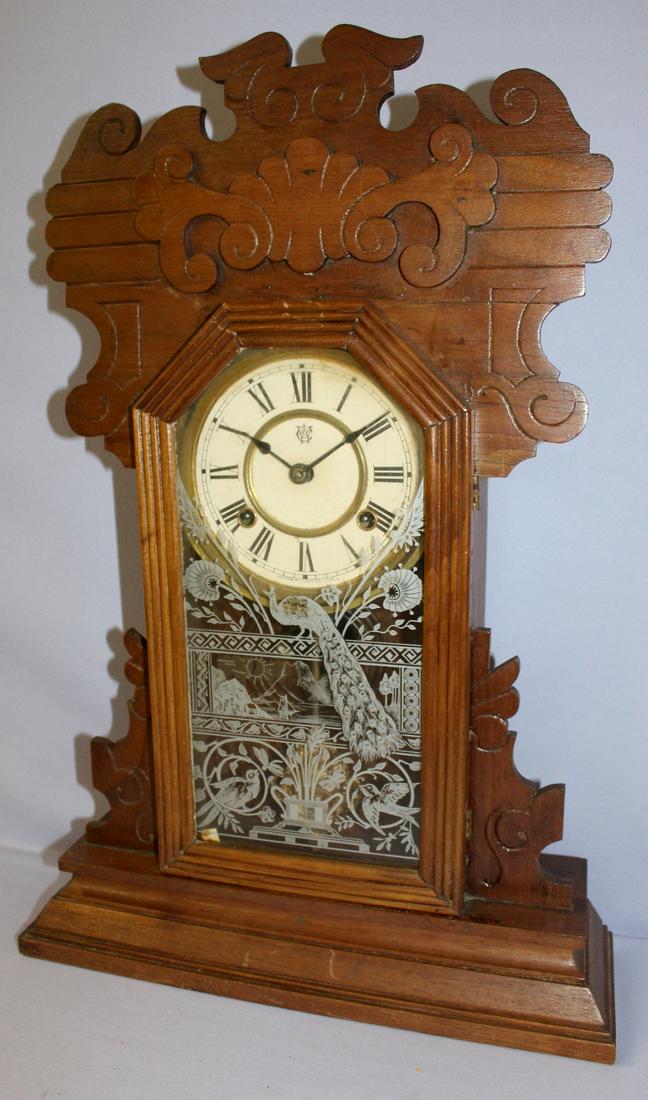 Waterbury Carved Walnut Kitchen Mantle Clock (1 of 3)