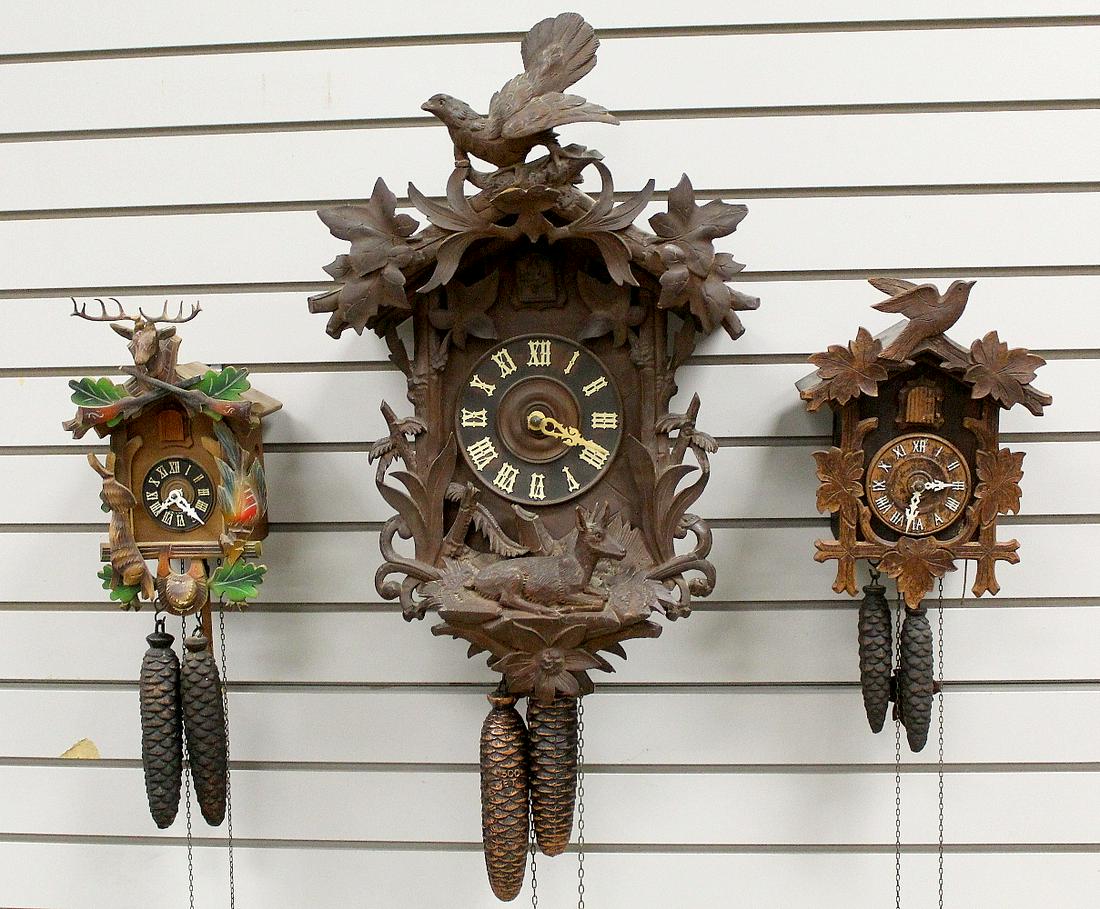 Lot of 3 Weight Driven Cuckoo Clocks (1 of 4)
