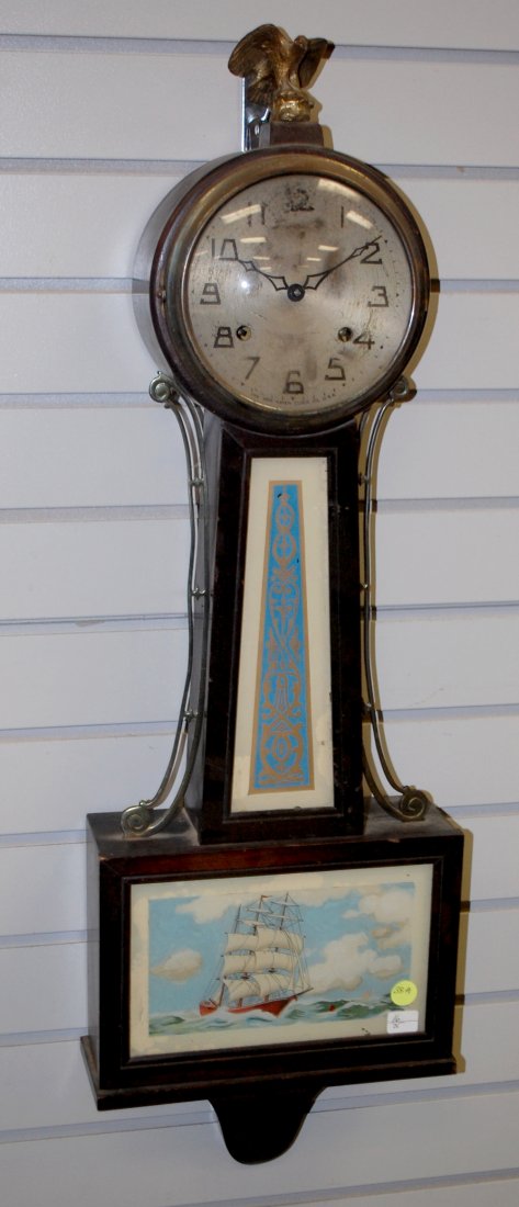 Antique New Haven Walnut Banjo Clock (1 of 5)