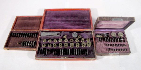 Cutting Wheels for Rounding Up Tools: Cutting Wheels for Rounding Up Tools: in 3 separate original boxes. 1.) The largest set has blades marked L. Carpano, this set also includes a wrench and various sized cutter chucks. The felt lined bo