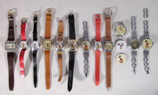 14 Character Wrist Watches, Babe Ruth +: 14 Character Wrist Watches: 1.) One has Babe Ruth on the dial, made by Exacta Time Corp. (Running, but hands are floating loose, crystal dirty and scuffed.) 2.) One has Dale Evans on the dial, made by