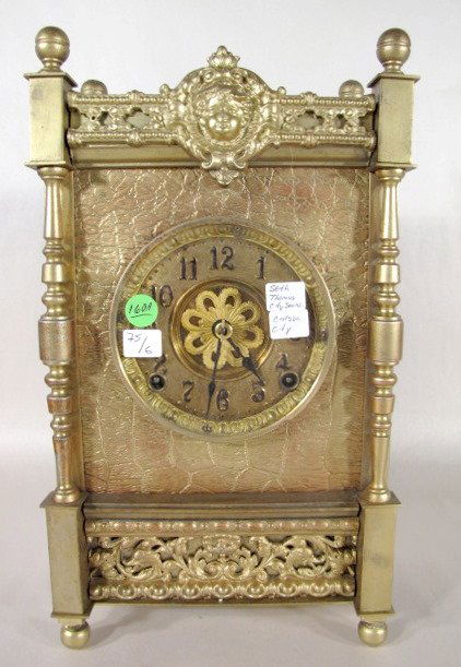 Seth Thomas Carson City Mantel Clock: Seth Thomas Carson City Mantel Clock: from the city series with an 8 day time and half hour gong striking movement and a 5" brass dial. The case is also brass. (Tries to, but will not run steadily. Th