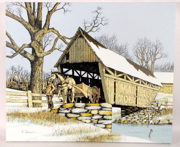 366 H Hargrove Mail Pouch Covered Bridge Serigraph Oct 21
