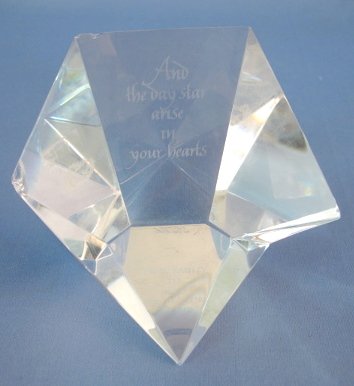 2 Steuben Crystal Paperweights: Boulder & Prism - 5