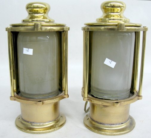 2 Brass Gas Lights w/Retractable Lens Guards
