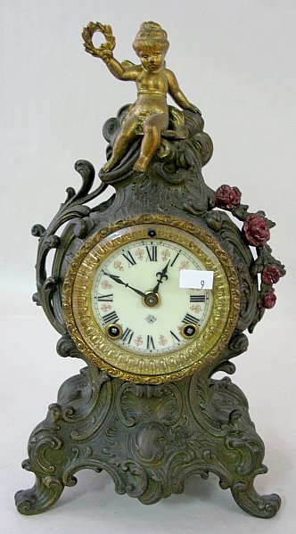Ansonia Metal Cased Cherub Clock