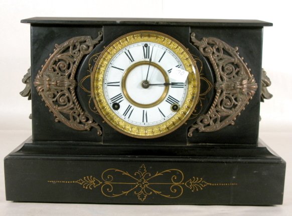Ansonia PADUA Enameled Iron Case Clock: Ansonia PADUA Enameled Iron Case Mantle Clock: time and strike 10" x 15" All items sell As Is, Where Is, no guarantees of any kind. We accept Mastercard & Visa, no paypal, no personal checks, no money