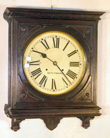 Seth Thomas Lobby #5: Seth Thomas Lobby # 5 Running condition not known. 23" with an 11" dial. All items sell As Is, Where Is, no guarantees of any kind. We accept Mastercard & Visa, no paypal, no personal checks, no money