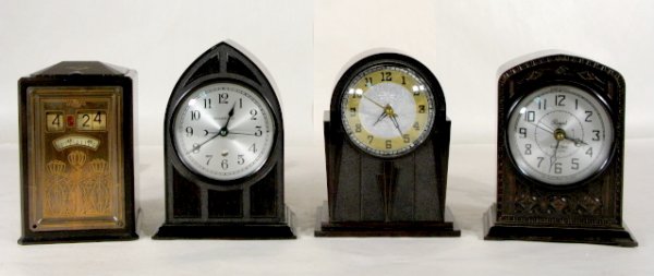 4 Electric Alarm Clocks: GE, Hammond & Others: 4 Electric Alarm Clocks: 1.) GE Model AB8B02 digital with metal front. (Minus one screw.) 6 1/2" 2.) US Industries Royal Electric Alarm. (Case shows wear. Not running.) 6 3/4" tall 3.) Hammond No.2166