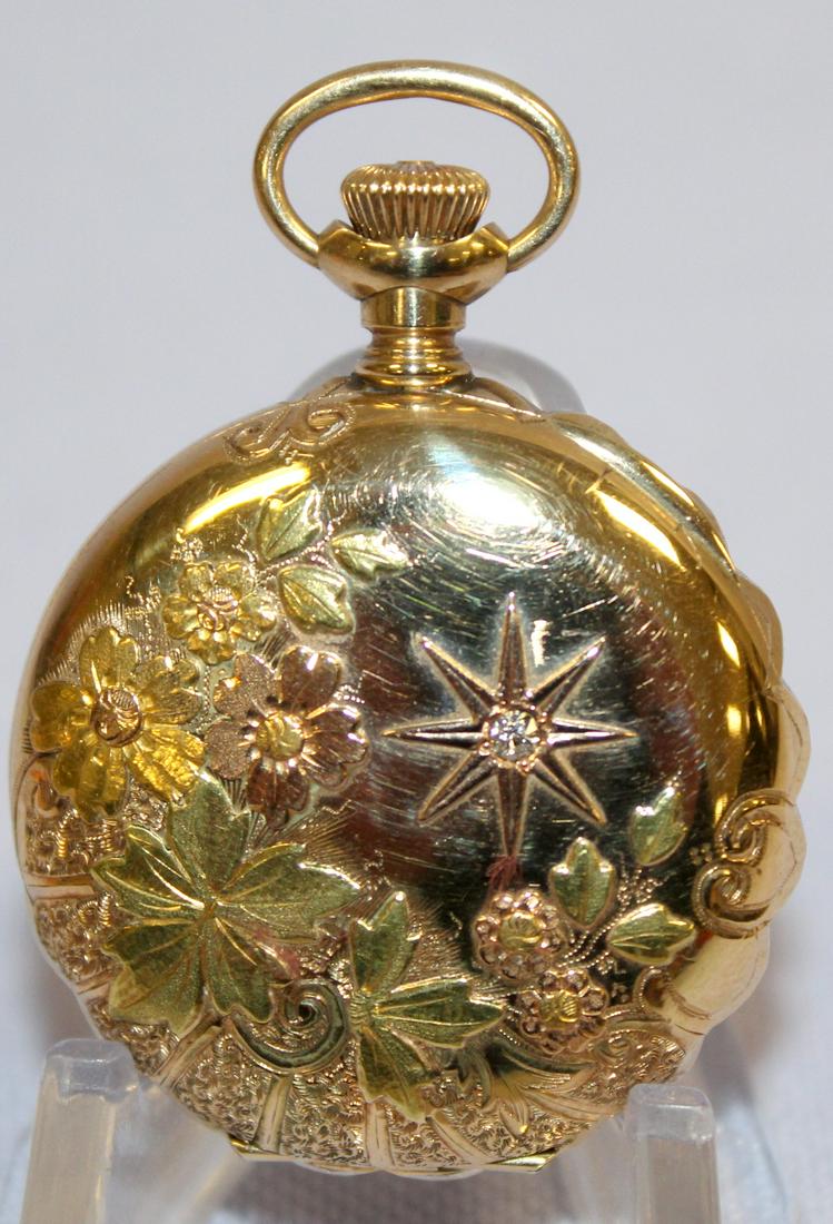 14K Elgin M2 7-15J 0S HC Pocket Watch (1 of 8)