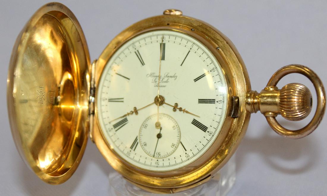 18K Henry Sandoz 1/4 Repeater Pocket Watch (1 of 9)