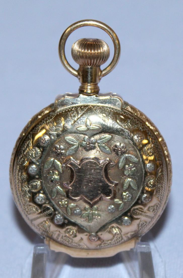 14K US Watch Co. 7-11J 6S HC Pocket Watch (1 of 6)