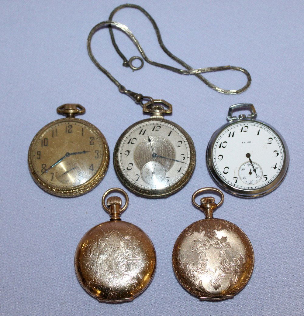 5 Elgin Pocket Watches - 12S & Smaller (1 of 8)