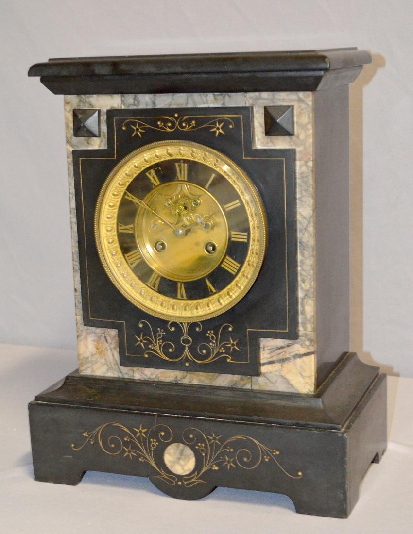 Antique French Black Enameled Slate Mantle Clock (1 of 6)