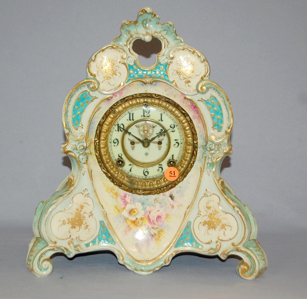 Ansonia Royal Bonn La Roche Floral China Clock (1 of 8)