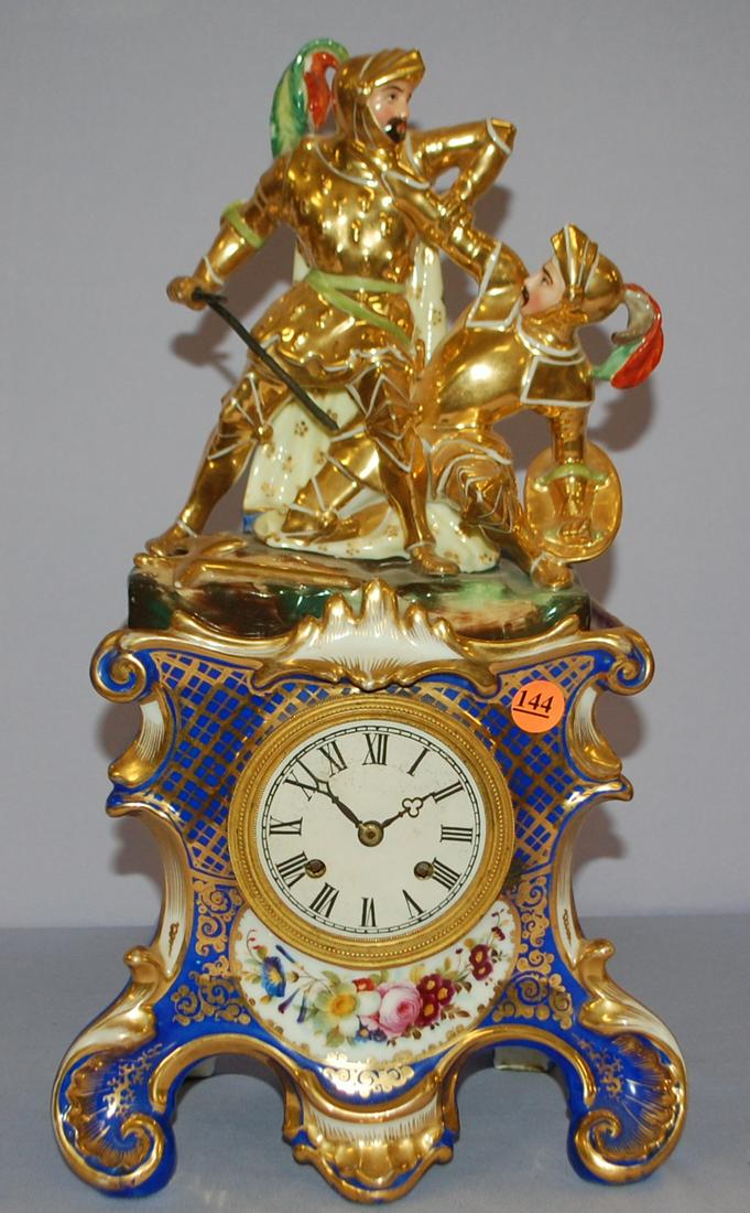 French Marble 2pc Statue Clock w/ Soldiers (1 of 6)