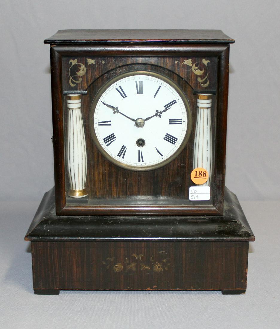French Shelf Clock with White Porcelain Columns (1 of 5)