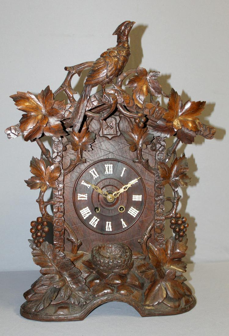 Antique Highly Carved Black Forest Shelf Cuckoo Clock (1 of 7)