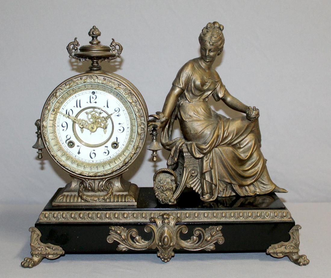 Antique Ansonia "Flora" Figural Mantle Clock (1 of 8)